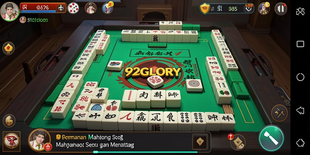 Tampilan gameplay Mahjong yang menarik dan interaktif di 92GLORY.
