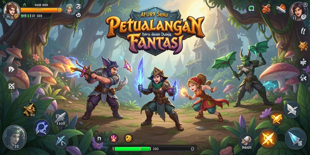 Screenshot AYU89 menampilkan aksi pertempuran seru dalam dunia fantasi yang menakjubkan.