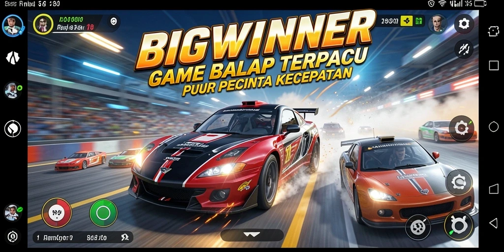 Gameplay balap seru dengan kecepatan tinggi dan mobil variatif di BIGWINNER.