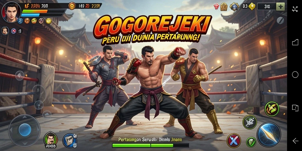Tampilan pertarungan seru dalam GOGOREJEKI di arena.