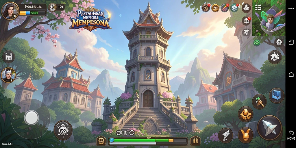 Screenshot gameplay NOX123 menunjukkan aksi menara pertahanan yang menegangkan.