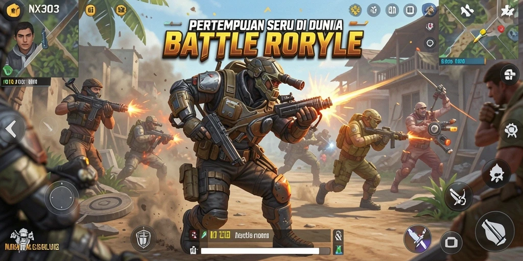 Screenshot gameplay NX303 dengan pertempuran intens dan seru.