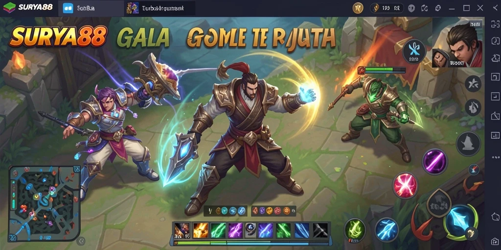 Gameplay seru dan dinamis di SURYA88 yang menampilkan pertarungan antar tim.